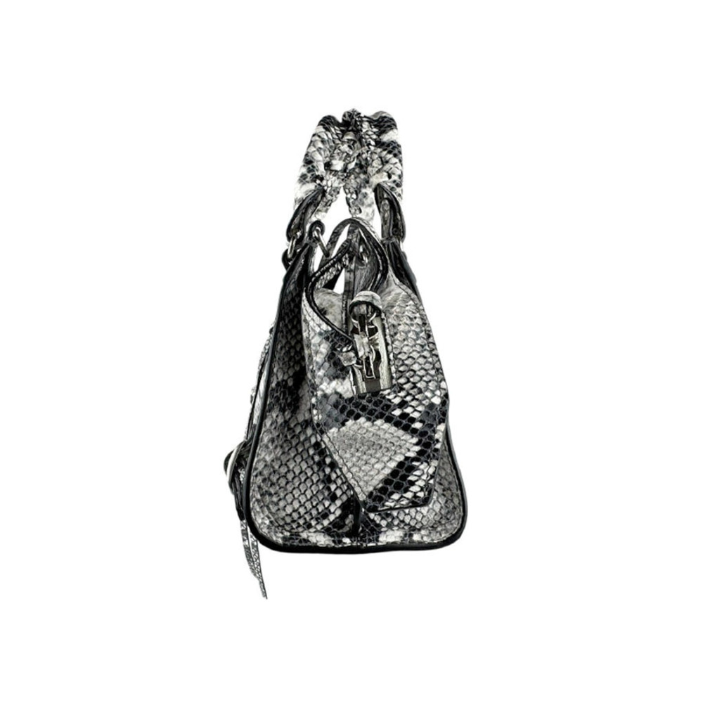 Balenciaga Neo Embossed 2way City Black Leather Shoulder Bag Black